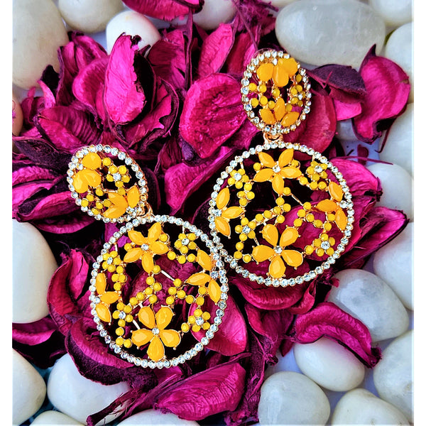 Flower pattern round earrings Jewelry Ear Rings Earrings Agtukart