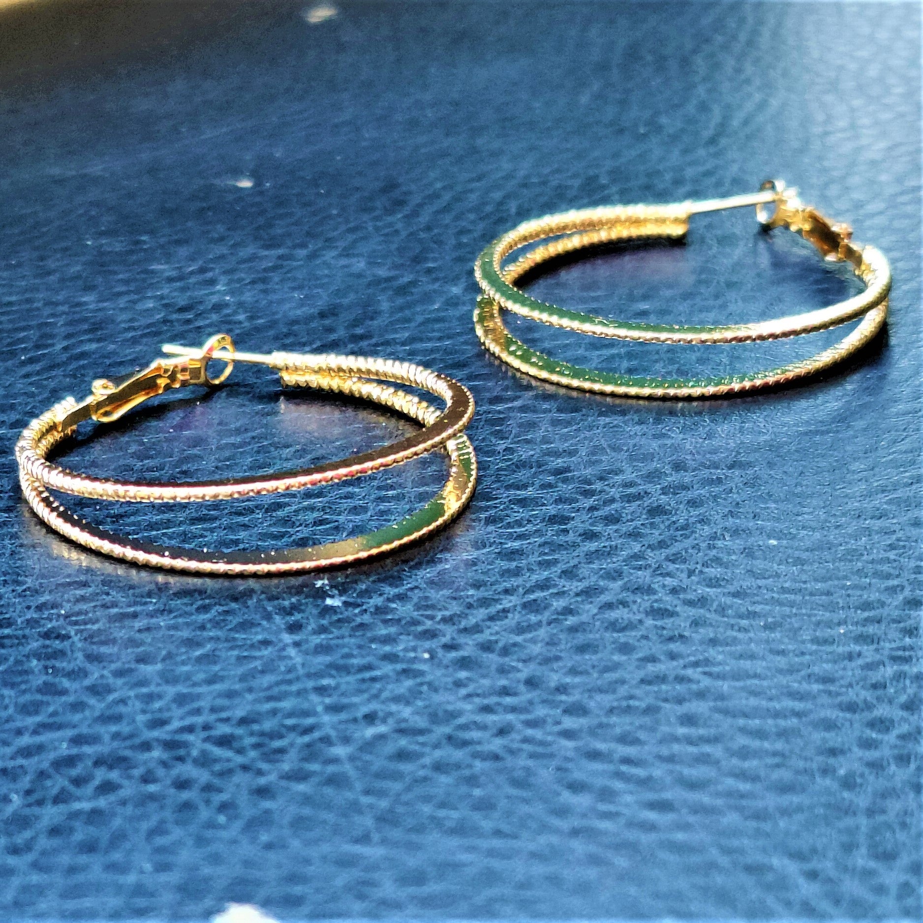 Golden Hoops Double Circle Jewelry Ear Rings Earrings Agtukart