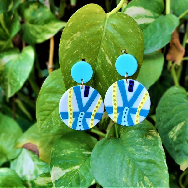 Round Plastic Funky Earrings Blue Jewelry Ear Rings Earrings Agtukart