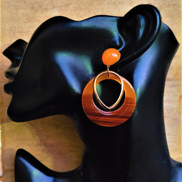 Double color Earrings Orange Jewelry Ear Rings Earrings Agtukart
