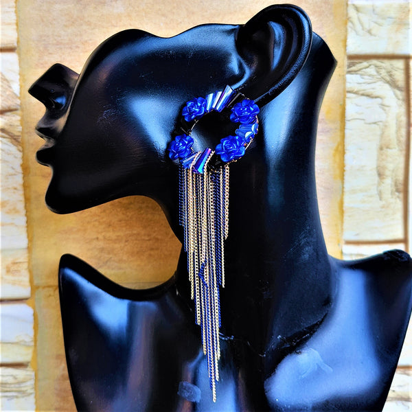 Rose Beads Korean Dangler Blue Jewelry Ear Rings Earrings Agtukart