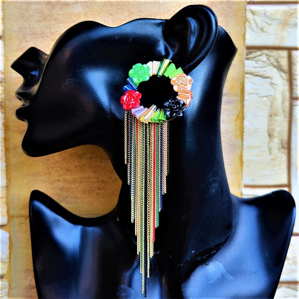 Rose Beads Korean Dangler Multicolor Jewelry Ear Rings Earrings Agtukart