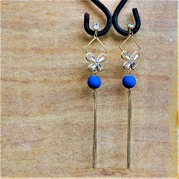 Single Bead Danglers Blue Jewelry Ear Rings Earrings Agtukart
