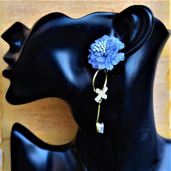 Ruffle Flower Earrings Blue Jewelry Ear Rings Earrings Agtukart