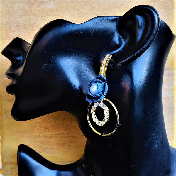 AD Stone Flower Earrings Blue Jewelry Ear Rings Earrings Agtukart