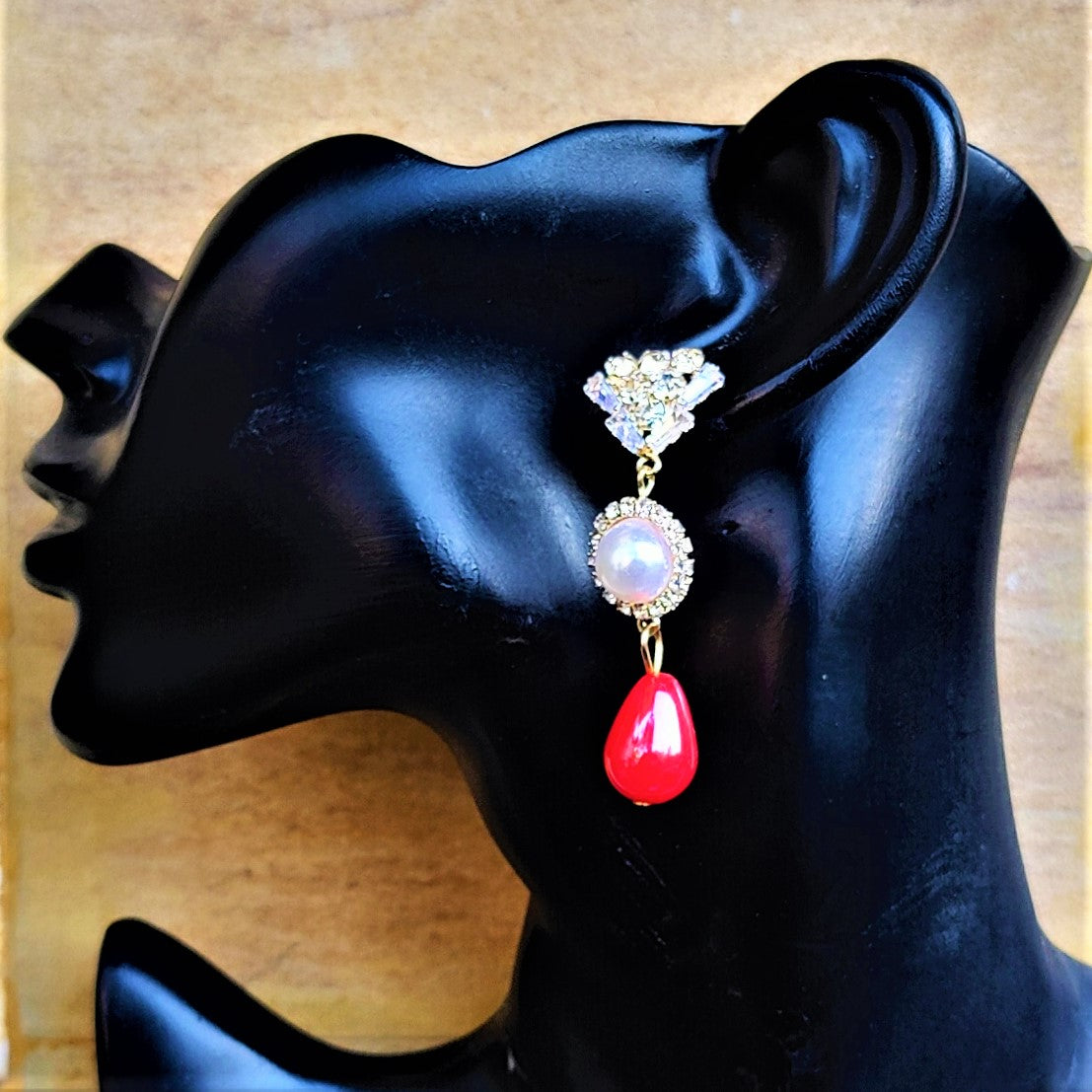 AD Stone studded Drop Earrings Red Jewelry Ear Rings Earrings Agtukart