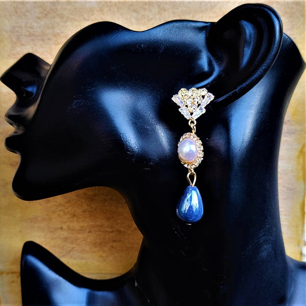 AD Stone studded Drop Earrings Blue Jewelry Ear Rings Earrings Agtukart