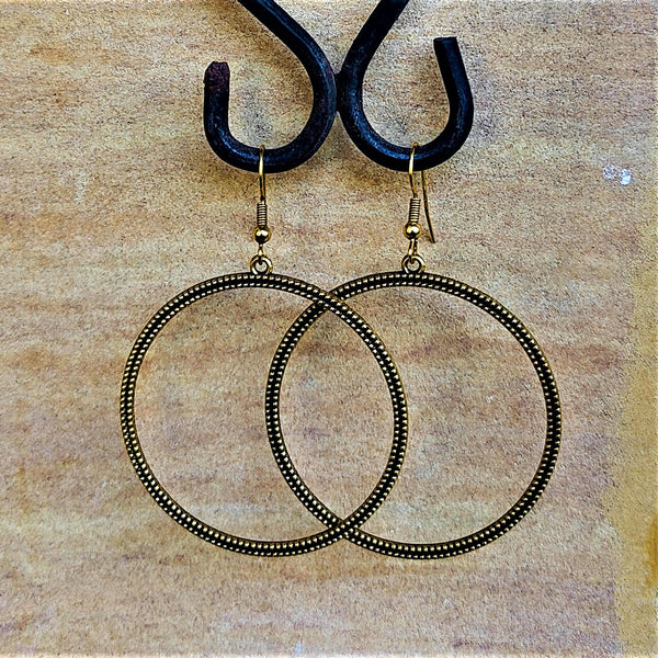 Antique Golden pair of Earrings Circle Style 1 Jewelry Ear Rings Earrings Agtukart