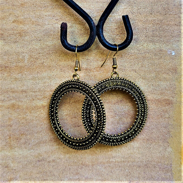 Antique Golden pair of Earrings Circle Style 2 Jewelry Ear Rings Earrings Agtukart