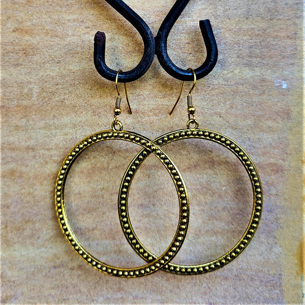 Antique Golden pair of Earrings Circle Style 4 Jewelry Ear Rings Earrings Agtukart