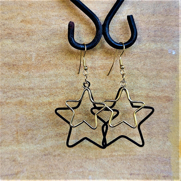 Black and Golden Danglers Star Jewelry Ear Rings Earrings Agtukart