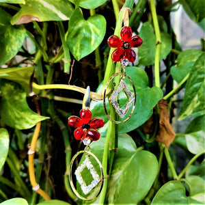 Flower Shaped Rice Beads Earrings Red Jewelry Ear Rings Earrings Agtukart