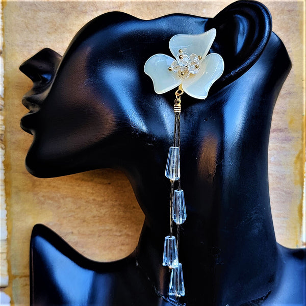 Big flower Earrings with Rice Stones Jewelry Ear Rings Earrings Agtukart