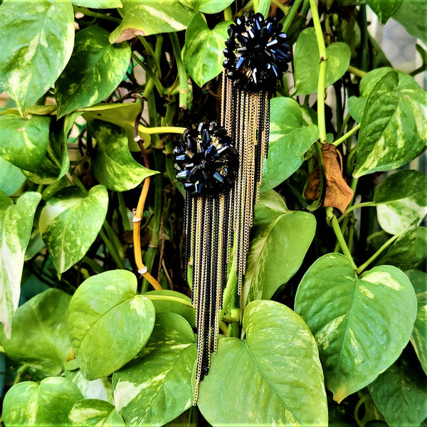 Korean Rice Bead Danglers Black Jewelry Ear Rings Earrings Agtukart