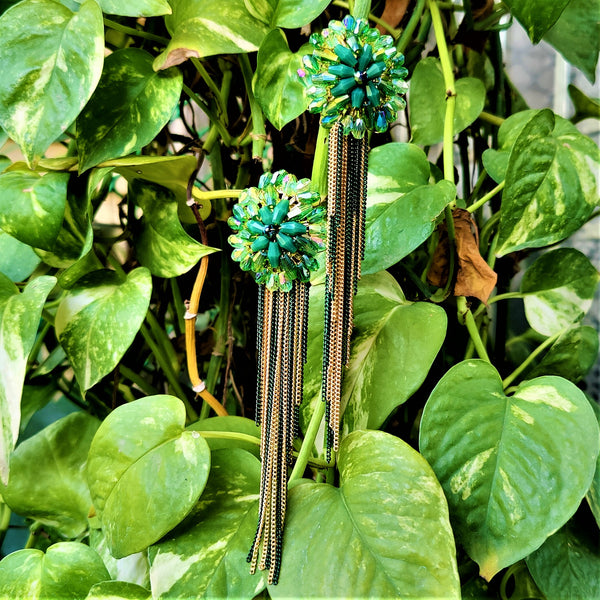 Korean Rice Bead Danglers Green Jewelry Ear Rings Earrings Agtukart