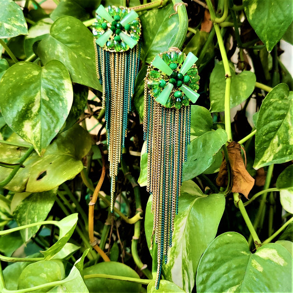 Long Length Korean Danglers Green Jewelry Ear Rings Earrings Agtukart