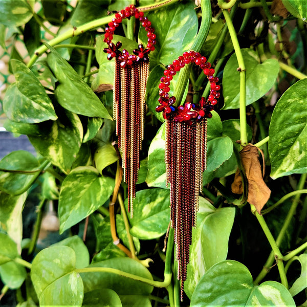 Long Length Korean Danglers Red Jewelry Ear Rings Earrings Agtukart