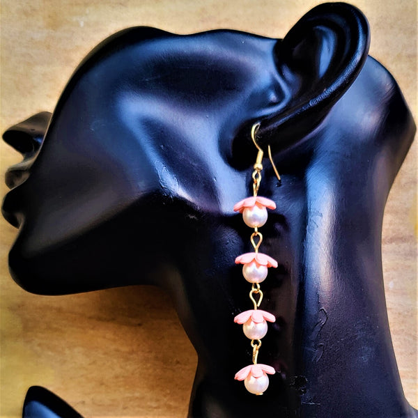 Flower and Bead Dangler Jewelry Ear Rings Earrings Agtukart