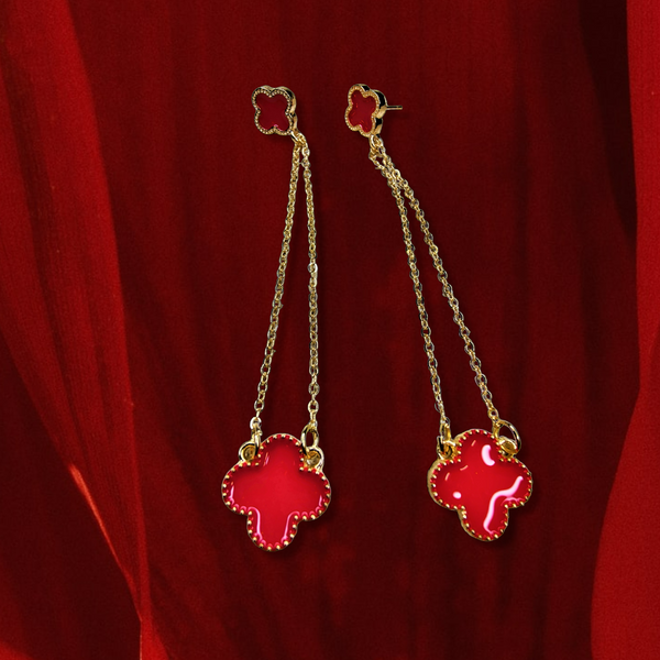 4 Petal Danglers Red Jewelry Ear Rings Earrings Agtukart