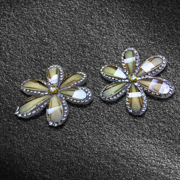 Flower and Stone Earrings Grey Jewelry Ear Rings Earrings Agtukart