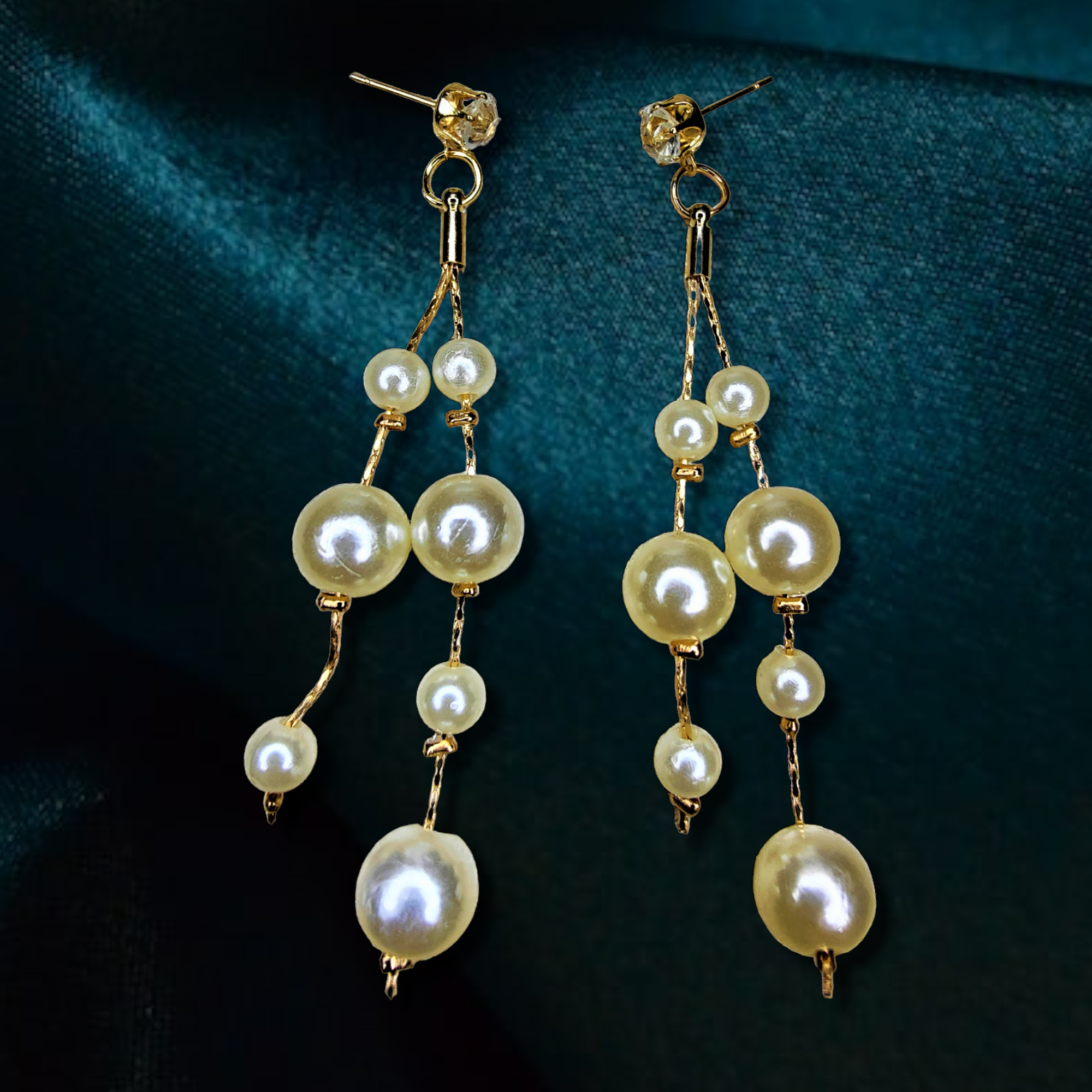 Pearl Bead and Chain Jewelry Ear Rings Earrings Agtukart