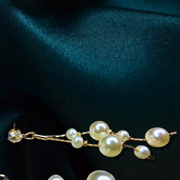 Pearl Bead and Chain Jewelry Ear Rings Earrings Agtukart