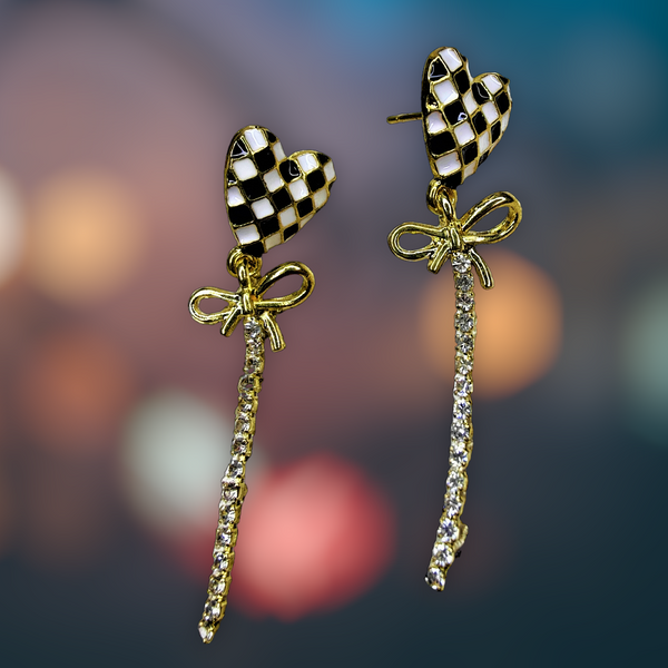 Heart Checkered Earrings Jewelry Ear Rings Earrings Agtukart