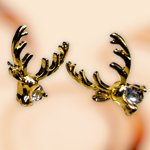 Reindeer Face Studs Jewelry Ear Rings Earrings Agtukart