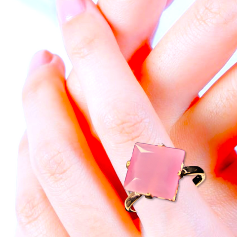 Diamond Shaped Stone Ring Pink Jewelry Ring Agtukart