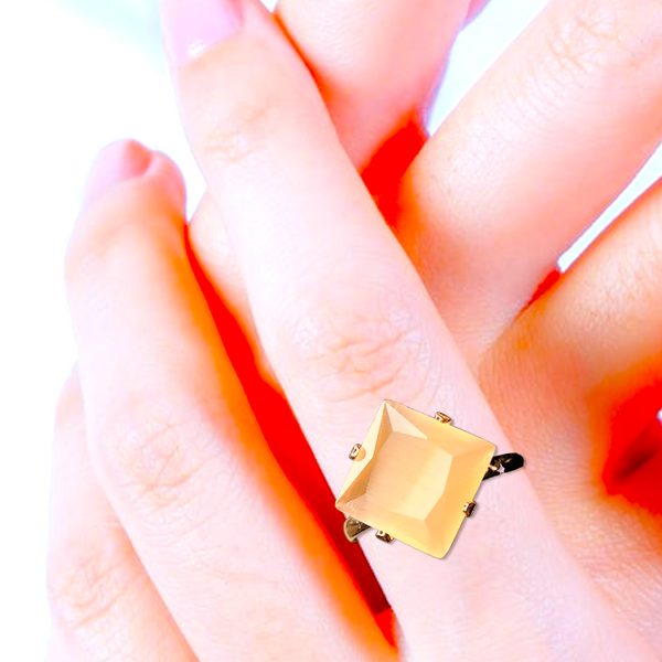 Diamond Shaped Stone Ring Peach Jewelry Ring Agtukart