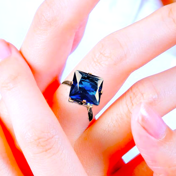 Diamond Shaped Stone Ring Blue Jewelry Ring Agtukart