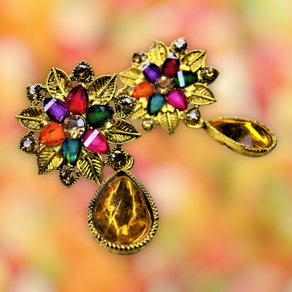 Colored Stones Flower Earrings Jewelry Ear Rings Earrings Agtukart