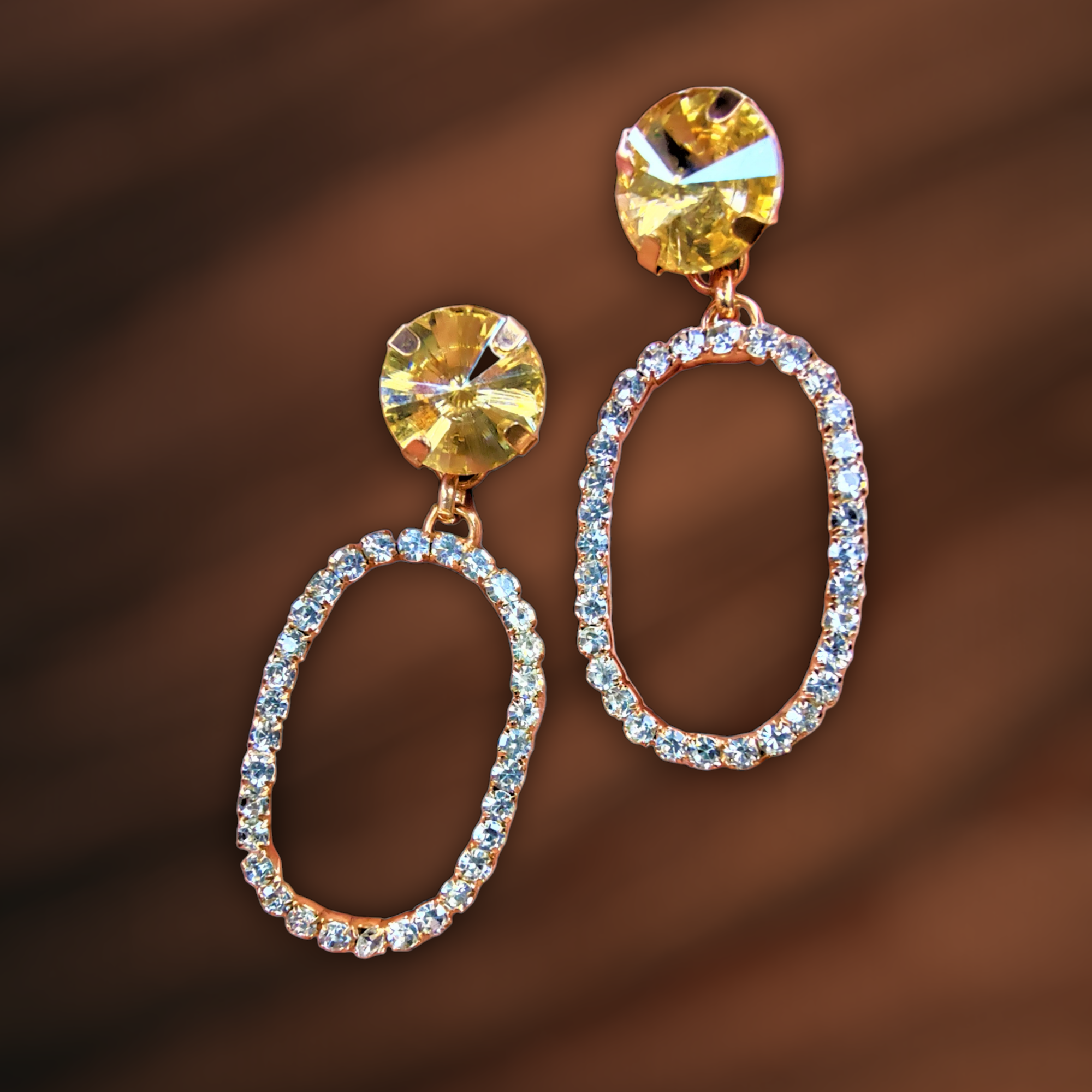 Fancy Glass Stone Earrings Golden Oval Jewelry Ear Rings Earrings Agtukart