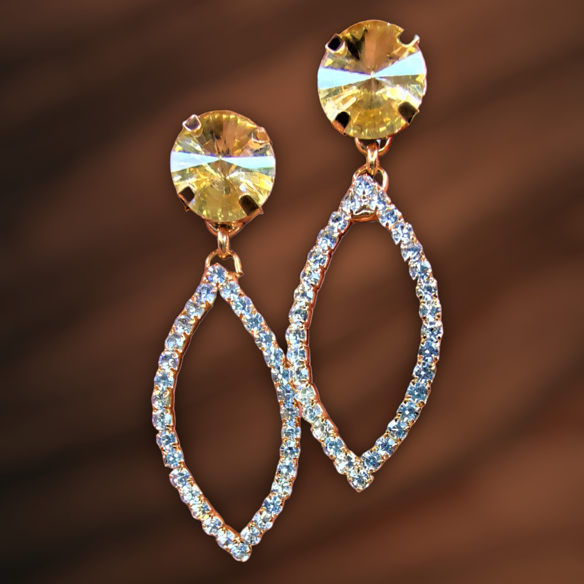 Fancy Glass Stone Earrings Golden Leaf Jewelry Ear Rings Earrings Agtukart