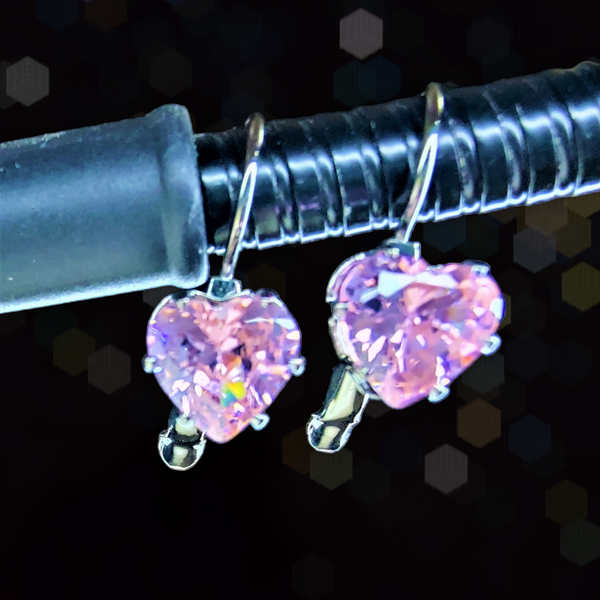 Tiny Studded Hoops Pink Heart Shape Jewelry Ear Rings Earrings Agtukart