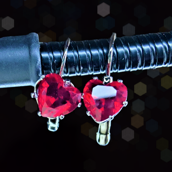 Tiny Studded Hoops Red Heart Shape Jewelry Ear Rings Earrings Agtukart
