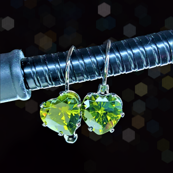 Tiny Studded Hoops Green Heart Shape Jewelry Ear Rings Earrings Agtukart