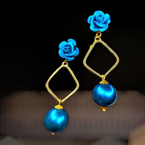 Rose Danglers Light Blue Jewelry Ear Rings Earrings Agtukart