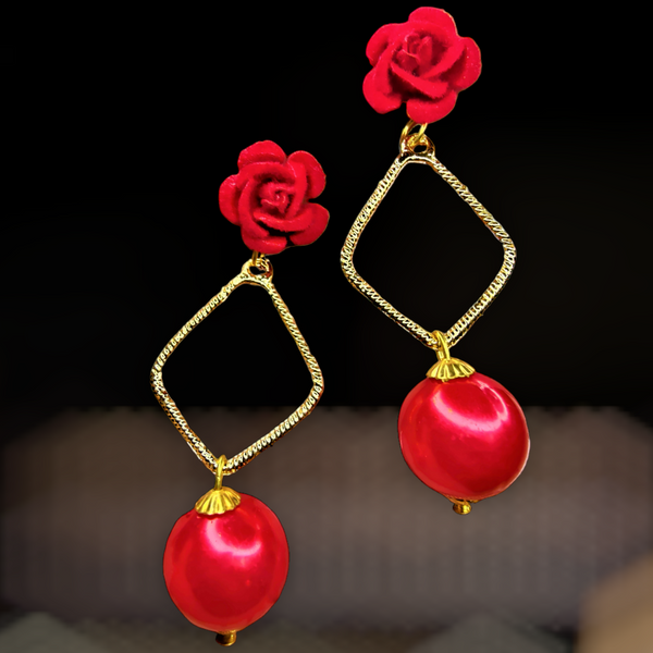 Rose Danglers Red Jewelry Ear Rings Earrings Agtukart