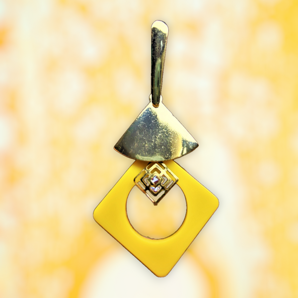 Diamond Shaped Plastic Danglers Yellow Jewelry Ear Rings Earrings Agtukart