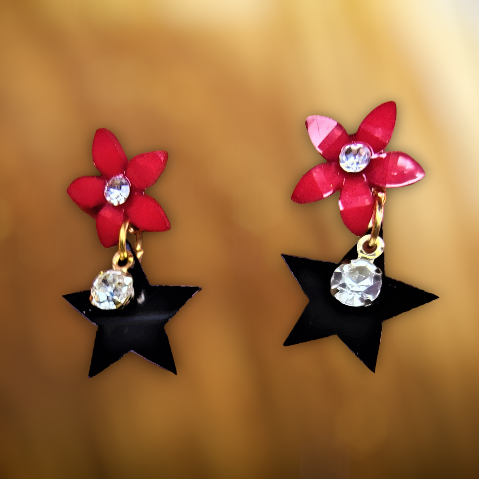 Flower & Star Earrings Red Jewelry Ear Rings Earrings Agtukart