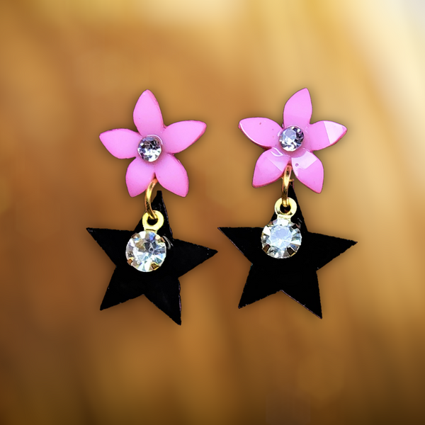 Flower & Star Earrings Pink Jewelry Ear Rings Earrings Agtukart