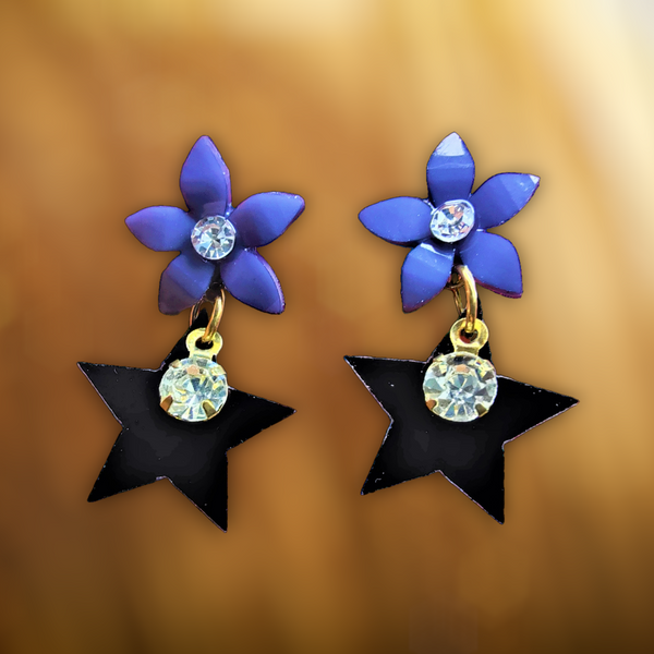 Flower & Star Earrings Blue Jewelry Ear Rings Earrings Agtukart