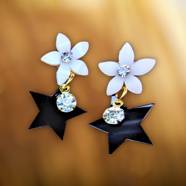 Flower & Star Earrings White Jewelry Ear Rings Earrings Agtukart