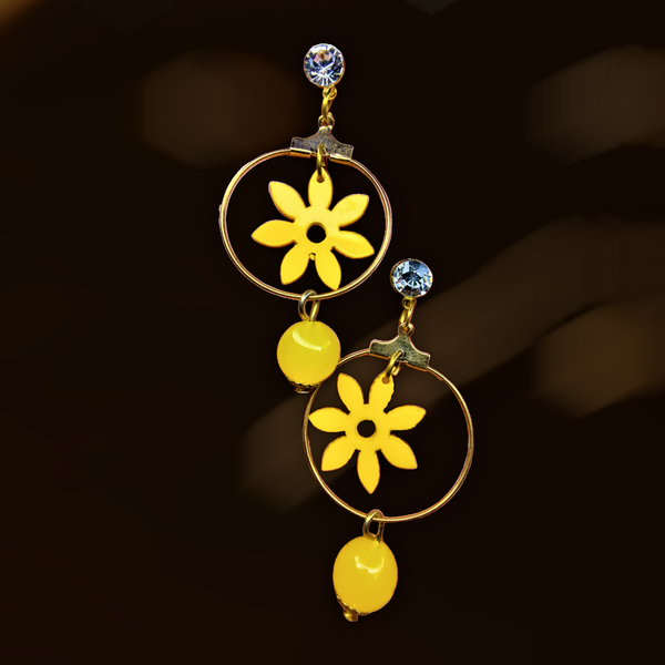 Cute Flower Danglers Yellow Jewelry Ear Rings Earrings Agtukart
