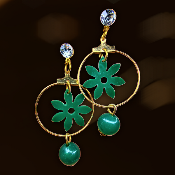 Cute Flower Danglers Green Jewelry Ear Rings Earrings Agtukart