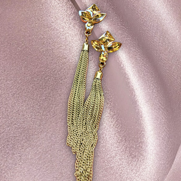 Korean Glass Bead & Chain Earrings Golden Jewelry Ear Rings Earrings Agtukart