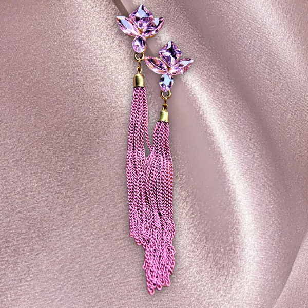 Korean Glass Bead & Chain Earrings Pink Jewelry Ear Rings Earrings Agtukart