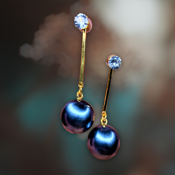 Metallic Bead Danglers Blue Jewelry Ear Rings Earrings Agtukart