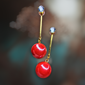 Metallic Bead Danglers Red Jewelry Ear Rings Earrings Agtukart